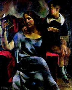 Mrs. Dezső Kosztolányi and Her Son, Adam by Vilmos Aba-Novák