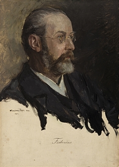 Ohne Titel (Portraitstudie Georg Frobenius). Studie zu dem verschollenen Gemälde "Letzte Sitzung der Preußischen Akademie der Wissenschaften im alten Haus" by William Pape