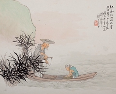 Old Man Fishing with Little Boy by Qian Hui'an