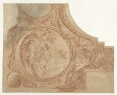 Ontwerp voor een hoekstuk van plafond met Jupiter als Diana met Callisto by Mattheus Terwesten