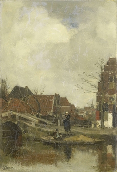 Oud buurtje aan het water by Jacob Maris