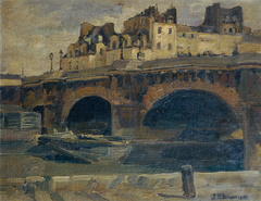 Pariser Landschaft mit Pont Neuf by Julius Ullmann