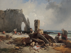 Pêcheurs à Étretat by Eugène Le Poittevin