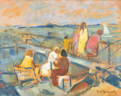 Pier at Balaton by Béla Iványi-Grünwald