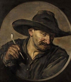 Portrait of a man in a hat holding a pipe by Anonymous