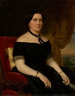 Portrait of a Woman in a Velvet Armchair by Miklós Barabás