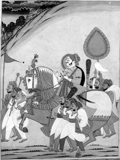 Raja on Horseback with Attendants by Anonymous