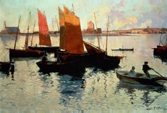 Rayons du soir, port de Camaret by Charles Cottet