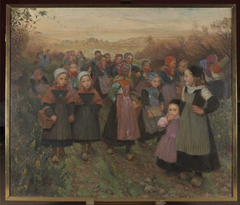 Retour d'école à Plougastel by Émile Auguste Wéry