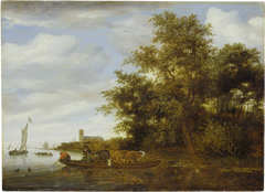 River Landscape with Ferry by Salomon van Ruysdael