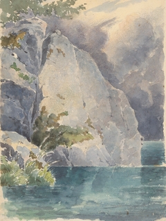 Rock above a Lake by Friedrich Carl von Scheidlin