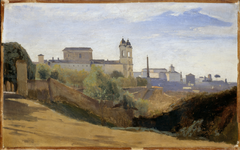 Rome, Monte Pincio and Trinité des Monts, seen from the gardens of the Académie de France by Jean-Baptiste-Camille Corot