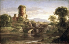 Ruined Castle and River by Thomas Cole