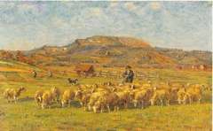 Schafherde vor dem Hundsrücken by Friedrich Eckenfelder
