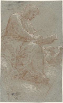 Schrijvende heilige Johannes op de wolken by Unknown Artist