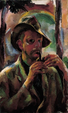 Self-Portrait with Pipe by Vilmos Aba-Novák