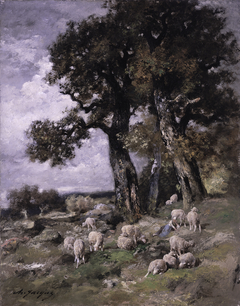 Sheep in the Shelter of the Oaks by Charles Jacque