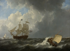 Ships on a Stormy Sea by Johannes Christiaan Schotel