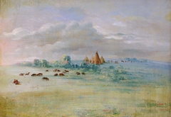 Sioux Village, Lake Calhoun, near Fort Snelling by George Catlin