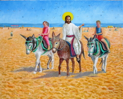 'Skeggy Donkeys' or 'The entry of Christ into Skegness' by john albert walker