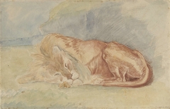Slapende leeuw by Charles Edmé Saint-Marcel-Cabin