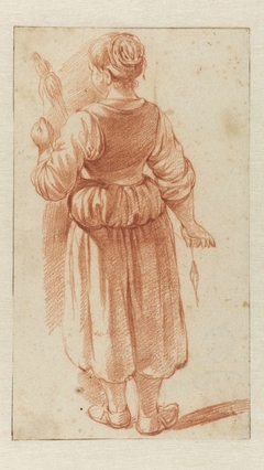 Spinnende vrouw, staand by Adriaen van de Velde