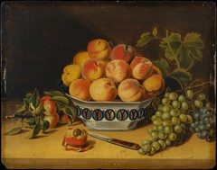 Still Life: Peaches and Grapes by John A Woodside