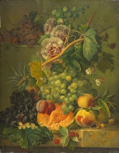 Still Life with Flowers and Fruits by Albertus Jonas Brandt