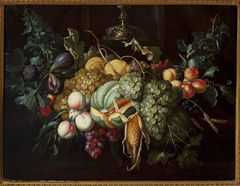 Still life with fruits and corn by Alexander Coosemans