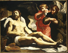 The Dead Christ in the Tomb with Two Angels by Workshop of Abraham Janssens