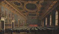 The Doge and Grand Council in Sala del Maggior Consiglio by Canaletto