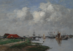 The Escaut River in Antwerp by Eugène Louis Boudin