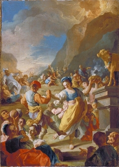 The Israelites Worshiping The Golden Calf by Lorenzo De Caro