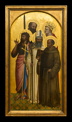 the Saints John the Baptist, Egidius, Gerard of Villamagna, Paul and Catherine (or Miniato) by Nardo di Cione