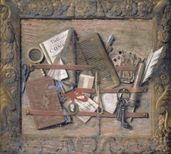 Trompe l’oeil of a Framed Necessary-board by Samuel van Hoogstraten