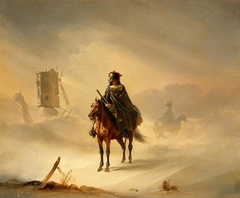 Two French Hussars on Patrol in Winter by Auguste Raffet