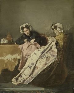 Two Ladies at their Sewing by Alexander Hugo Bakker Korff