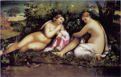 Two Nymphs at Rest (Jupiter and Callisto?) by Palma Vecchio