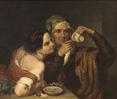 Two women with a cup by Unknown Artist