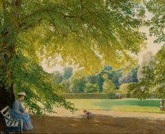 Under linden tree in Nysø garden by Niels Skovgaard