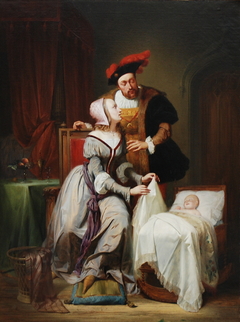 Emperor Charles and His Mistress Johanna Van der Gheynst at the Cradle of their Daughter Margaret by Theodore Joseph Canneel