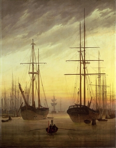 View of a harbour by Caspar David Friedrich