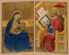 Virgin of Humility (left) and Saint Jerome Translating the Gospel of John (right) by Benedetto di Bindo