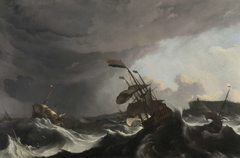 Warships in a Heavy Storm by Ludolf Bakhuysen