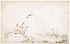 Woelige zee by Willem van de Velde II