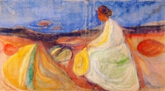 Woman in White Sitting on the Beach by Edvard Munch