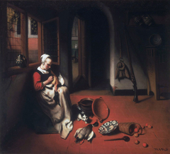 Woman Plucking a Duck by Nicolaes Maes