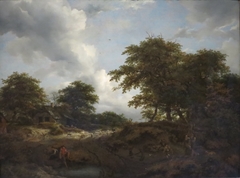 Wooded Landscape with a Pool and Figures by Jacob van Ruisdael