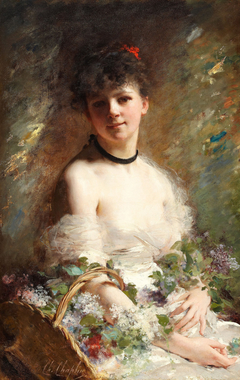 Young Woman with Flower Basket by Charles Joshua Chaplin