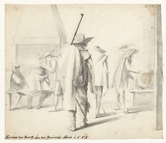 Zes soldaten in een interieur by Harmen ter Borch